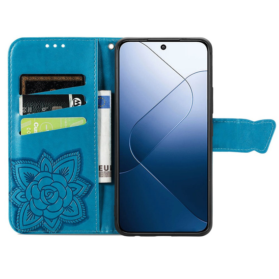 Klopové pouzdro pro Xiaomi 14T Pro, Butterfly, modré