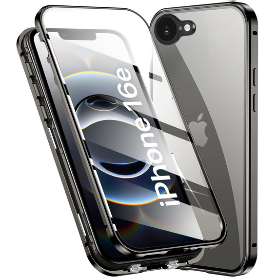Pouzdro pro iPhone 16E, Magnetic Dual Glass, černé