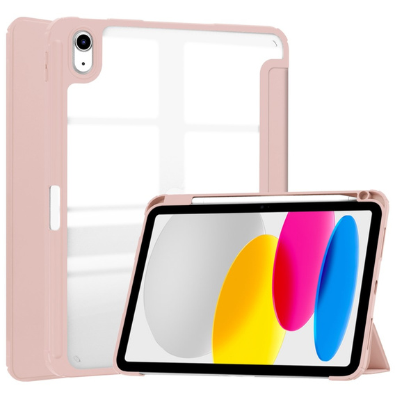 Pouzdro pro iPad 10.9 2022 10 Gen, Smartcase Hybrid, se slotem na stylus, růžové