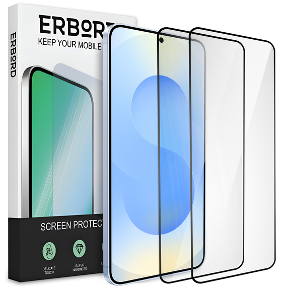2x tvrzené sklo pro Samsung Galaxy S24+/S25+ Plus, ERBORD 3D pro celý displej