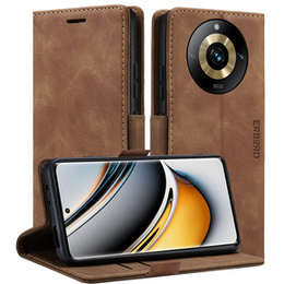 Pouzdro pro Realme 11 Pro 5G / Pro+ 5G, ERBORD Vintage peněženka s klopou, hnědé