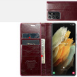 CASEME flipové pouzdro pro Samsung Galaxy S21 Ultra 5G, Waxy Textured, červené