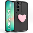 Pouzdro pro Samsung Galaxy A26, Silicone Heart, černé + 9H tvrzené sklo