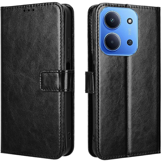 Klopové pouzdro pro Xiaomi Redmi 15C 4G/LTE, Crazy Horse Wallet, černé