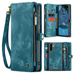 CASEME pouzdro pro Samsung Galaxy A56 5G, Retro Leather Wallet, s páskem, zelené