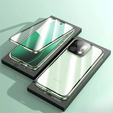 Pouzdro pro Oppo Reno 14, magnetické dvojité sklo, průhledné se zelenými stranami