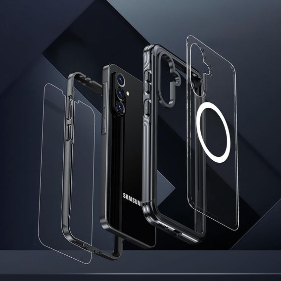 Pouzdro pro Samsung Galaxy A36 / Samsung Galaxy A56, Shockproof, se sklem, pro MagSafe, černé
