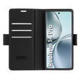 Pouzdro pro Realme 14 Pro 5G, ERBORD Glossy Litchi, flipová peněženka, černé