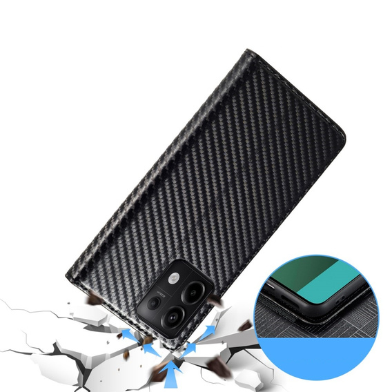 Flipové pouzdro pro Xiaomi Redmi Note 13 Pro 4G / Xiaomi Redmi Note 14S / Xiaomi Poco M6 Pro 4G, Carbon LC.IMEEKE, černé