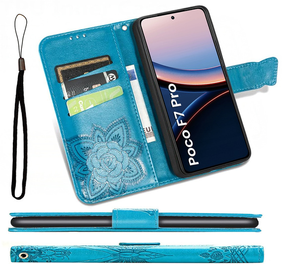 Klopové pouzdro pro Xiaomi Poco F7 Pro, Butterfly, modré