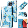 Klopové pouzdro pro Xiaomi Redmi Note 13 Pro 4G / Xiaomi Redmi Note 14S / Xiaomi Poco M6 Pro 4G, Wallet, Marble modré