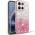 Pouzdro pro Motorola Moto G86 5G, Glitter Flower, růžové rose gold