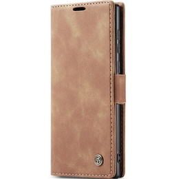 Pouzdro CASEME pro Samsung Galaxy S22 Ultra, Leather Wallet Case, hnědé