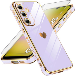 Pouzdro pro Samsung Galaxy A26, Electro heart, fialové + sklo 9H