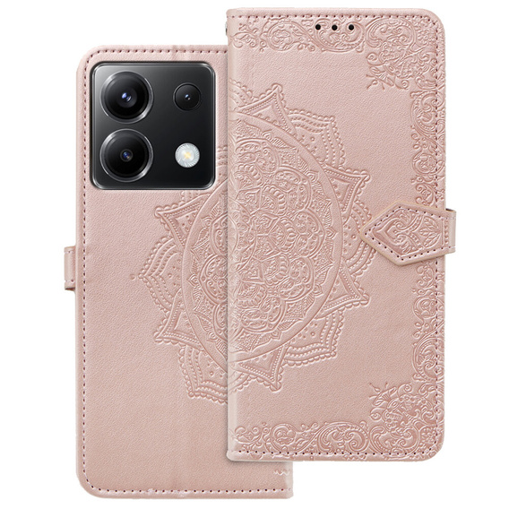 Klopové pouzdro pro Xiaomi Poco X6 5G, Mandala, růžové rose gold