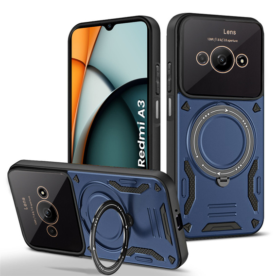 Obrněné pouzdro pro Xiaomi Redmi A3, Magnetic Ring, modré