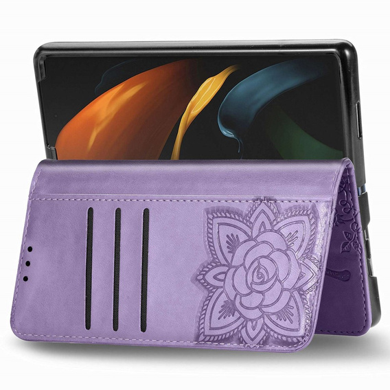 Klopové pouzdro pro Samsung Galaxy Z Fold 4 5G, Butterfly, fialové