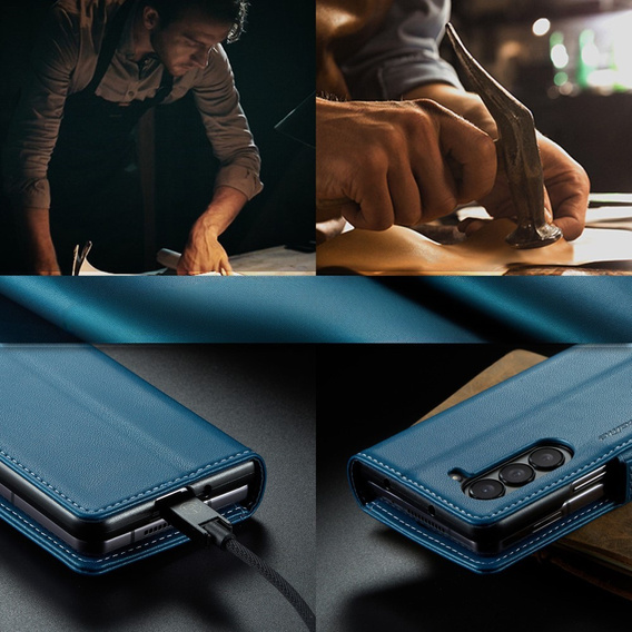 Flipové pouzdro CASEME pro Samsung Galaxy Z Fold6 5G, Litchi Wallet, modré