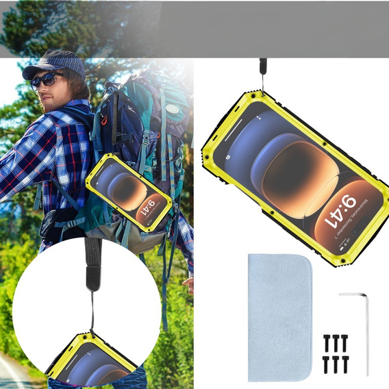 Pancéřové pouzdro pro iPhone 16 Pro, R-JUST, žluté