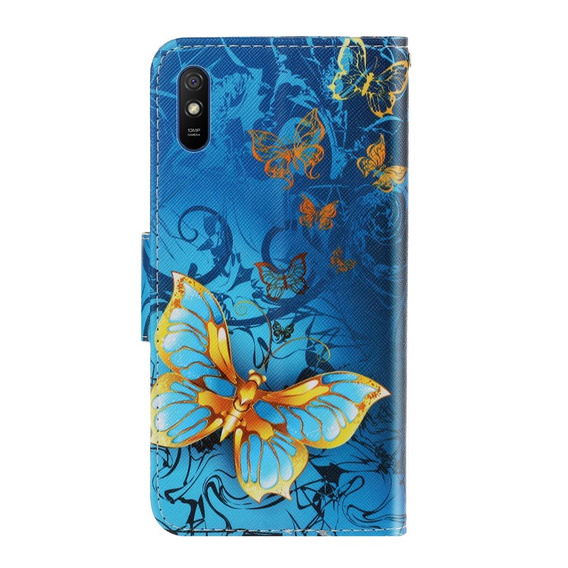 Klopové pouzdro pro Xiaomi Redmi 9A, Wallet, Butterfly modré