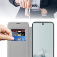 Klopové pouzdro pro Google Pixel 9A, RFID Wallet MagSafe CamShield, stříbrné