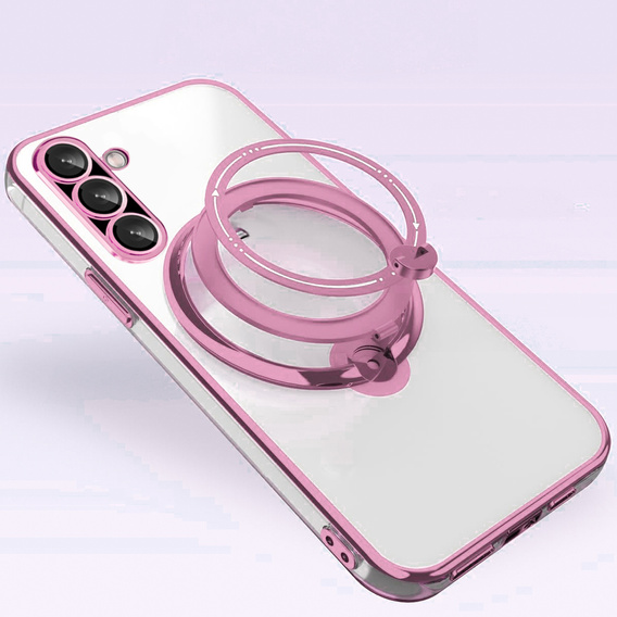 Magnetické pouzdro pro Samsung Galaxy A56, pro MagSafe, růžové + sklo 9H