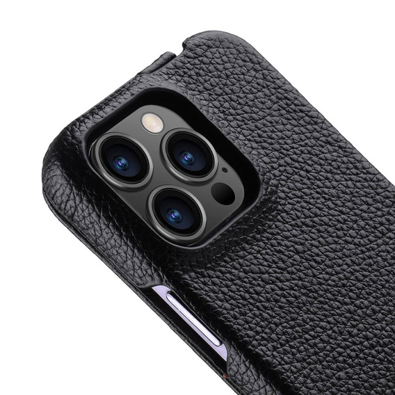 MELKCO flipové pouzdro pro iPhone 15 Pro, kožené, flipové, černé
