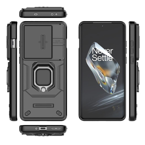 Pouzdro pro OnePlus 12 5G, KickStand Camera Lens, černé