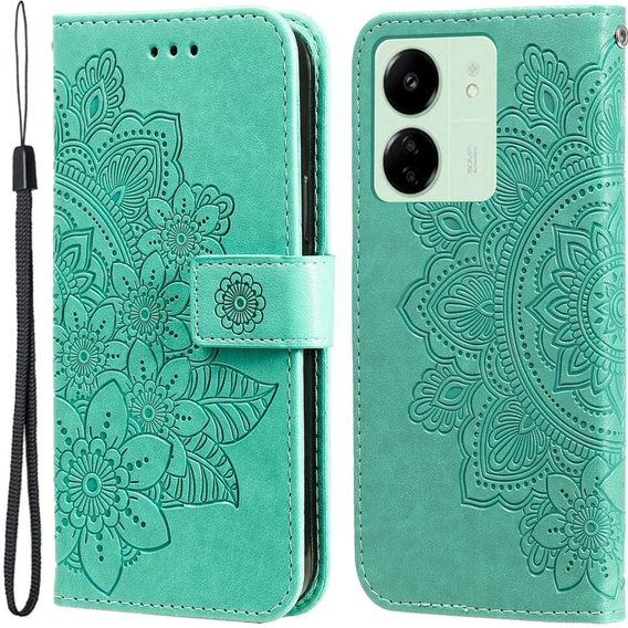 Klopové pouzdro pro Xiaomi Redmi 13C / Poco C65, Mandala Flower, zelené