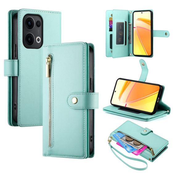 Klopové pouzdro pro Oppo Reno 13 5G, Wallet Zipper Pocket, mincovní