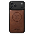 Flipové pouzdro 2 v 1 pro iPhone 17 Pro, SUTENI, pro MagSafe, hnědé