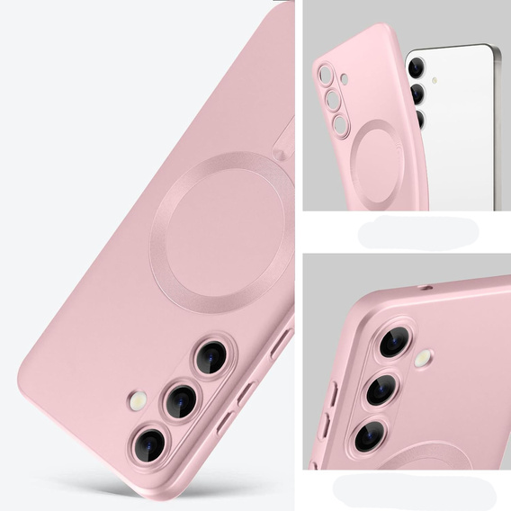 Pouzdro pro Samsung Galaxy A26, ColorMag, pro MagSafe, růžové + tvrzené sklo 9H