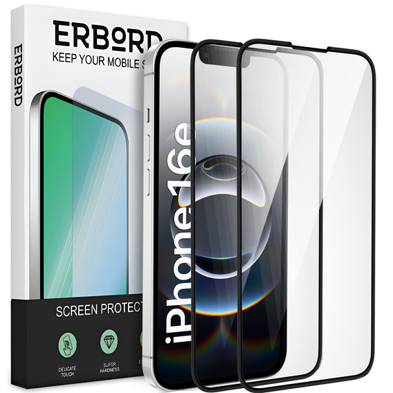 2x keramické hybridní sklo ERBORD pro iPhone 16E / 14 / 13 / 13 Pro