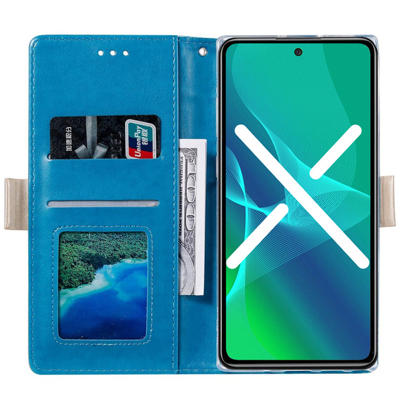 Flipové pouzdro pro Xiaomi Redmi Note 10 Pro / Redmi Note 10 Pro Max, Wallet Pocket Zipper Lace, modré