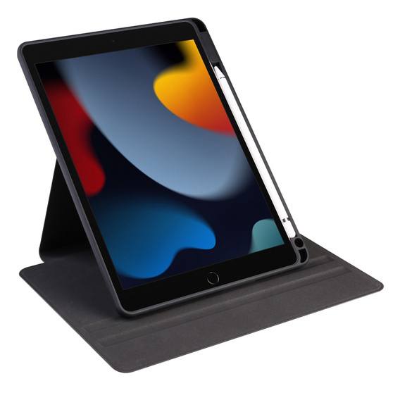 Pouzdro pro iPad 10.2" 2021/2020/2019 (9/8/7 gen.), s prostorem pro stylus, otočné o 360°, černé