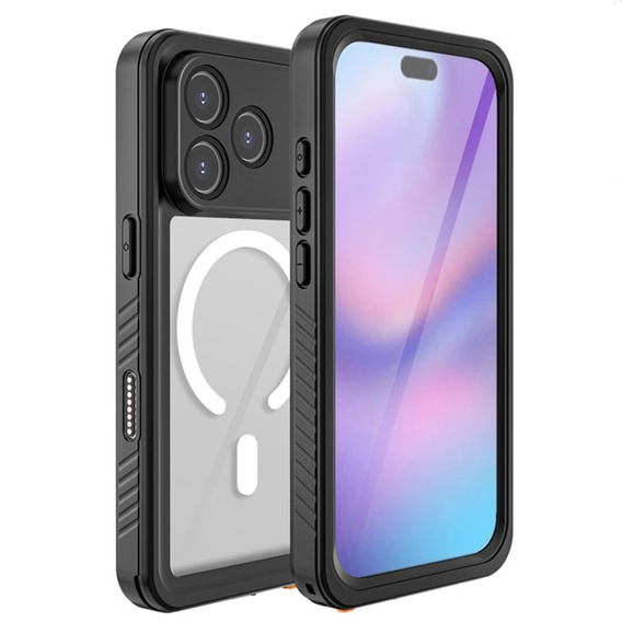 Pouzdro Redpepper pro iPhone 17 Pro, vodotěsné, IP68, pro MagSafe, průhledné s černými boky