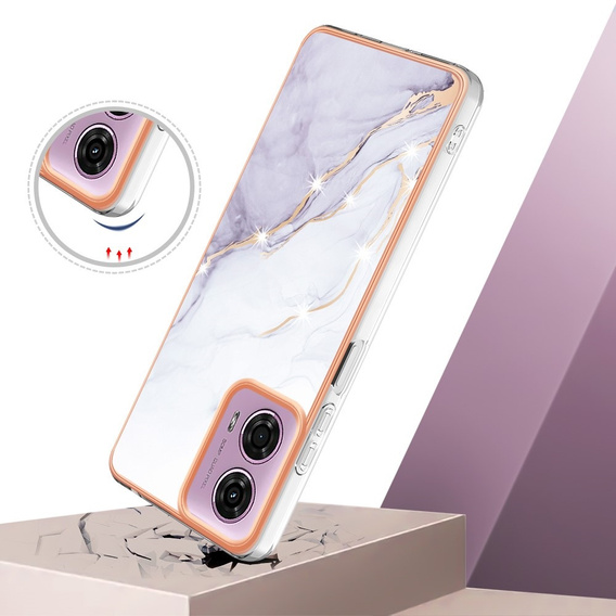 Ochranné pouzdro pro Motorola Moto G24 / G24 Power / G04, Marble Slim Case, bílé