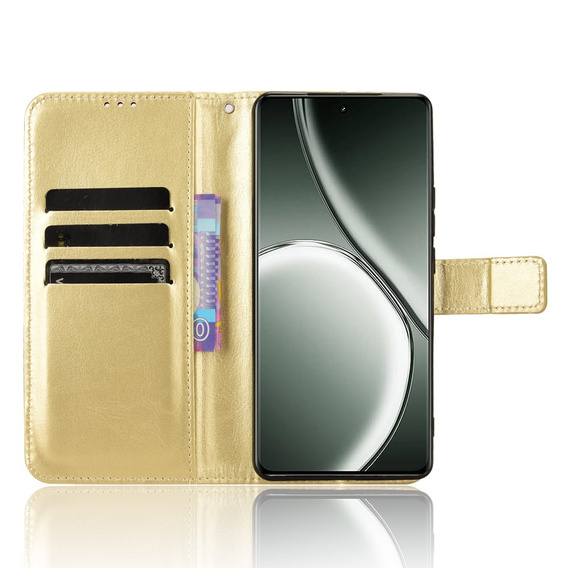 Klopové pouzdro pro Realme GT 6 / 6T, Crazy Horse Wallet, zlaté