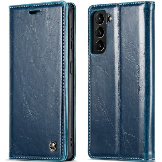 CASEME flipové pouzdro pro Samsung Galaxy S21 FE, Waxy Textured, modré