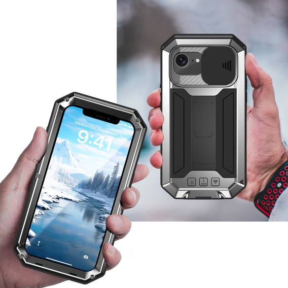 Pancéřové pouzdro pro iPhone 16E, R-JUST, stříbrné