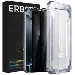 2x Tvrzené sklo pro iPhone 17 Pro/17/16 Pro, ERBORD 9H Easy App Anti-Peep