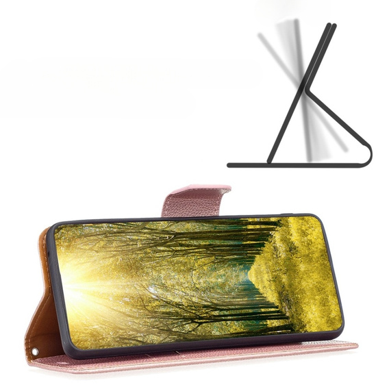 Klopové pouzdro pro Samsung Galaxy A54 5G, Wallet Litchi Magnet, růžové rose gold
