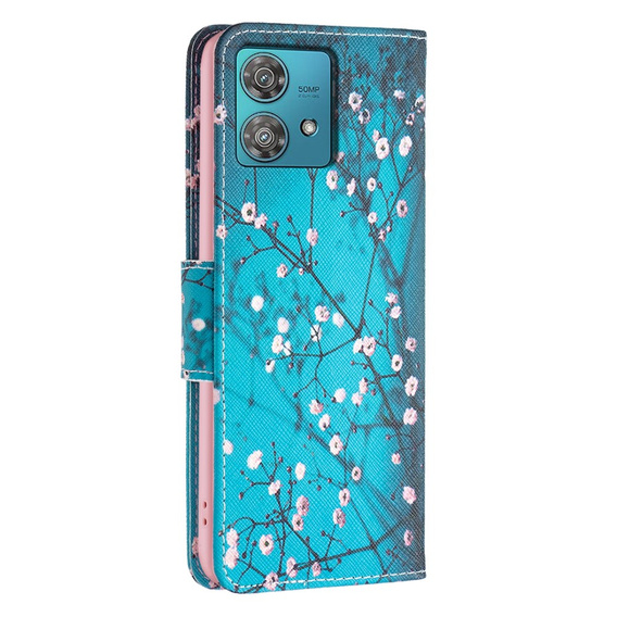 Klopové pouzdro pro Motorola Edge 40 Neo, Wallet, sakura, modré