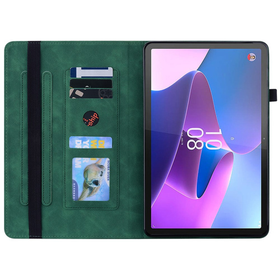 Pouzdro pro Lenovo Tab P11 Pro Gen 2, Wallet Pen Slot, zelené