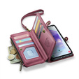 Pouzdro CASEME pro Samsung Galaxy A55 5G, RFID Leather Wallet, s popruhem přes rameno, červené