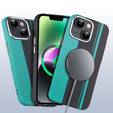 Pouzdro pro iPhone 14, Carbon Fiber MagSafe, černá / modrá