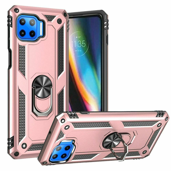 Pancéřové pouzdro pro Motorola Moto G 5G Plus, Nox Case Ring, růžové rose gold