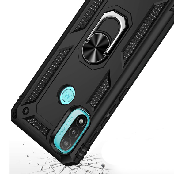 Pancéřové pouzdro pro Motorola Moto E20/E30/E40, Nox Case Ring, černé