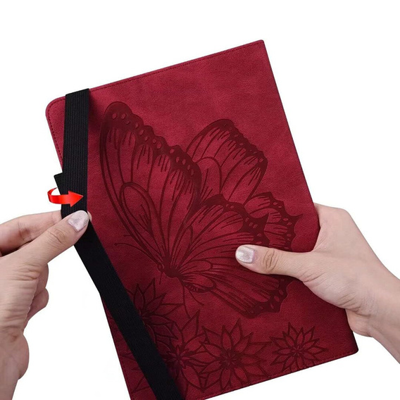 Pouzdro pro Lenovo Tab M9, Wallet Pen Slot, butterflies, hnědé