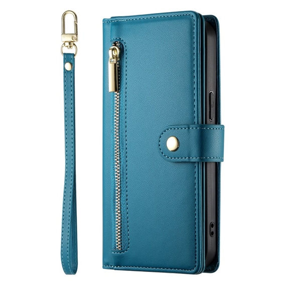 Klopové pouzdro pro Xiaomi 14T Pro, Wallet Zipper Pocket, modré